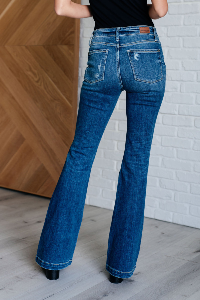 Gabriella Distressed Button Fly Flare